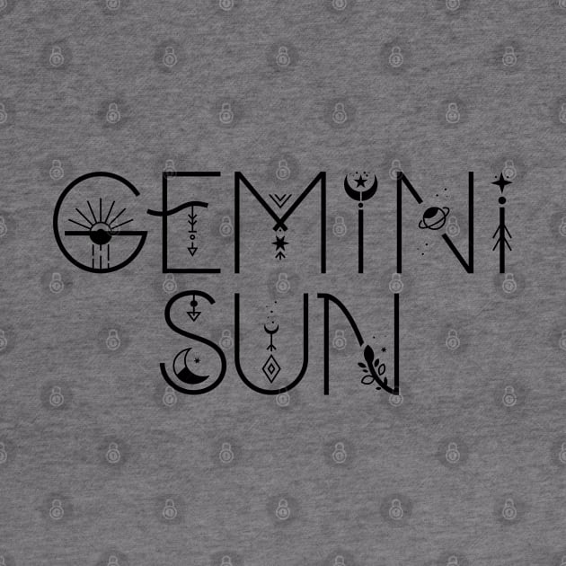 Gemini sun sign celestial typography by lilacleopardco